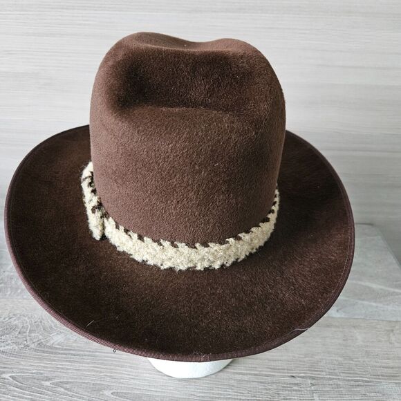 Adam 101 Corral Adam Western Cowboy Felt Hat Mens Size Small 6 3/4 Pampa Brown - Picture 9 of 16